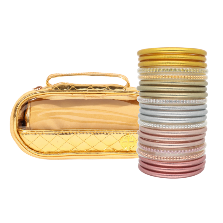 Bracelet Stack with Gold Travel Case.